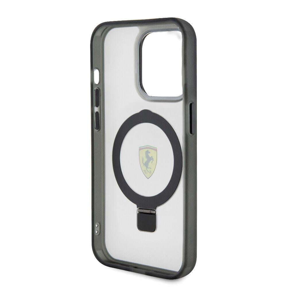 Apple iPhone 15 Pro Max Kılıf Ferrari M-safe Şarj Özellikli Standlı Buzlu Yüzey Dizayn Kapak