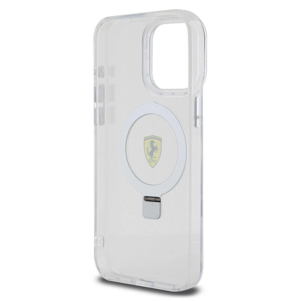 Apple iPhone 15 Pro Max Kılıf Ferrari M-safe Şarj Özellikli Standlı Buzlu Yüzey Dizayn Kapak