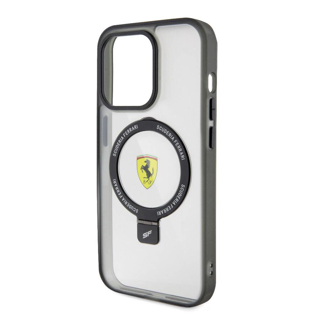 Apple iPhone 15 Pro Max Kılıf Ferrari M-safe Şarj Özellikli Standlı Buzlu Yüzey Dizayn Kapak