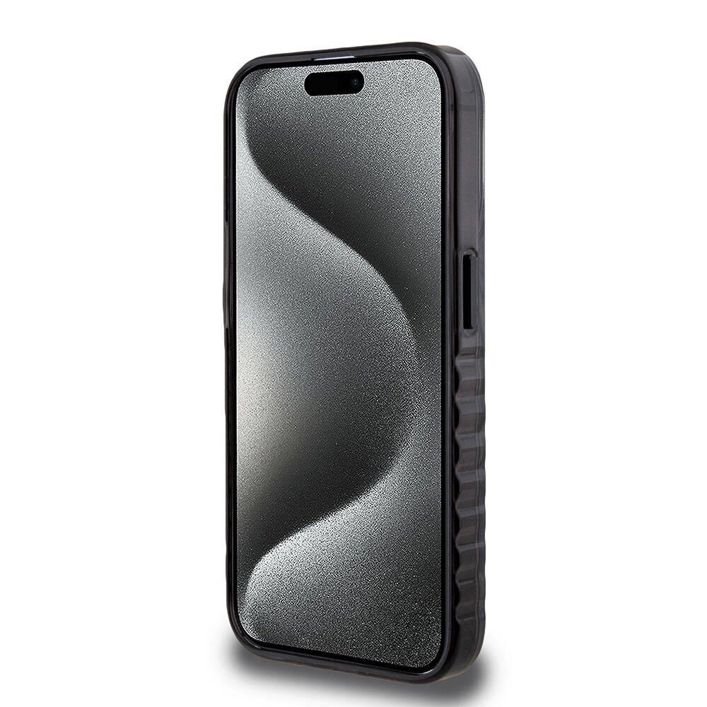 Apple iPhone 15 Pro Max Kılıf Ferrari Orjinal Lisanslı M-safe Şarj Özellikli Tırtıklı Kenar Tasarımlı Ortalanmış Logo Kapak