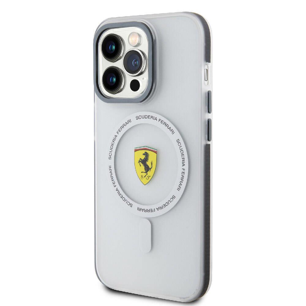 Apple iPhone 15 Pro Max Kılıf Ferrari Orjinal Lisanslı M-safe Şarj Özellikli Kontrast Bumper SF Ring Kapak