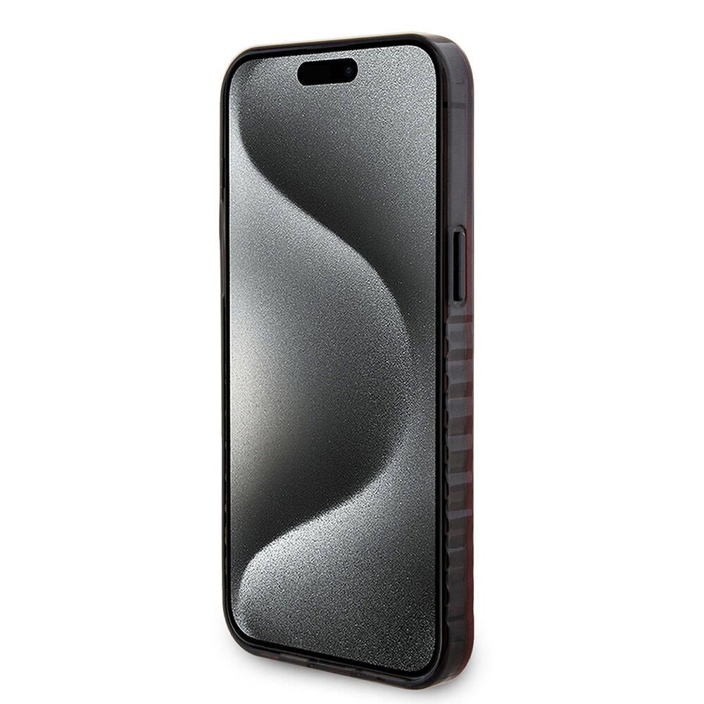 Apple iPhone 15 Pro Max Kılıf Ferrari Orjinal Lisanslı M-safe Şarj Özellikli Tırtıklı Kenar Tasarımlı Ortalanmış Logo Kapak