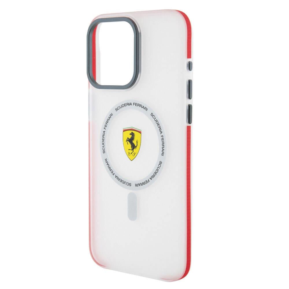 Apple iPhone 15 Pro Max Kılıf Ferrari Orjinal Lisanslı M-safe Şarj Özellikli Kontrast Bumper SF Ring Kapak