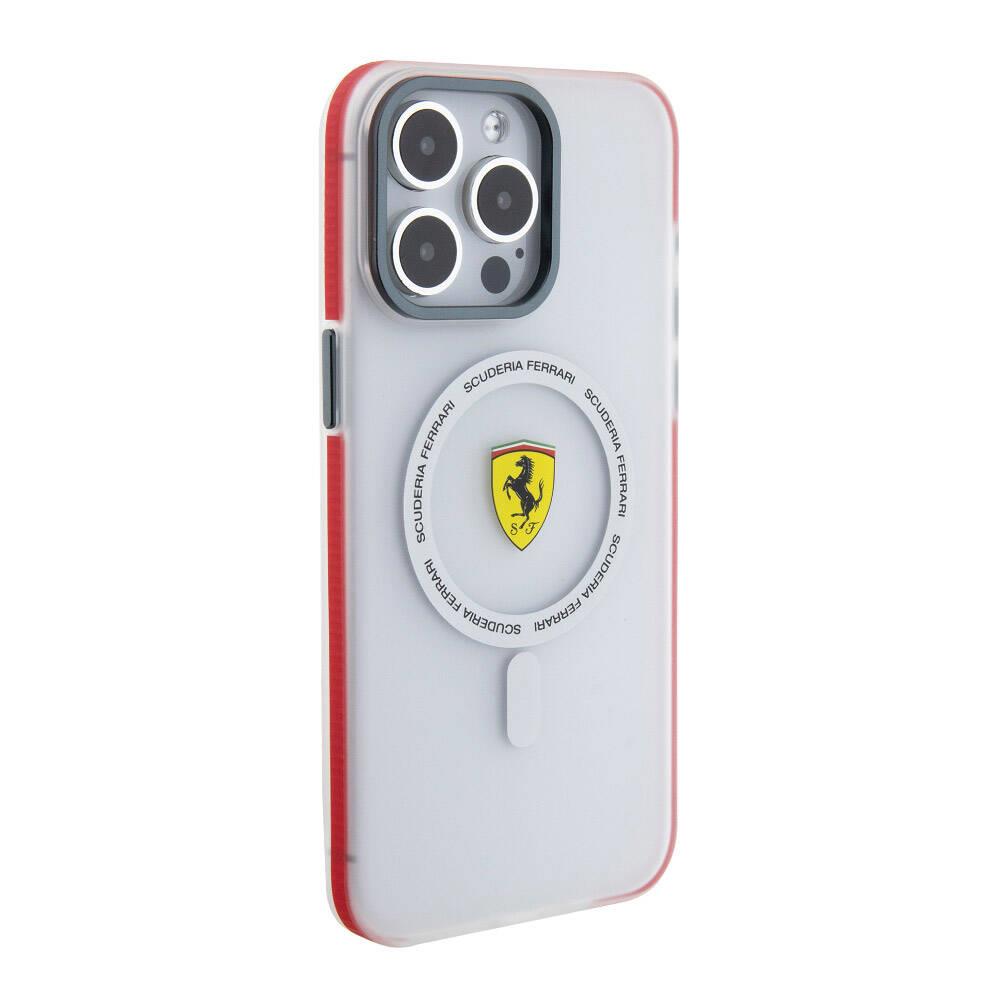 Apple iPhone 15 Pro Max Kılıf Ferrari Orjinal Lisanslı M-safe Şarj Özellikli Kontrast Bumper SF Ring Kapak