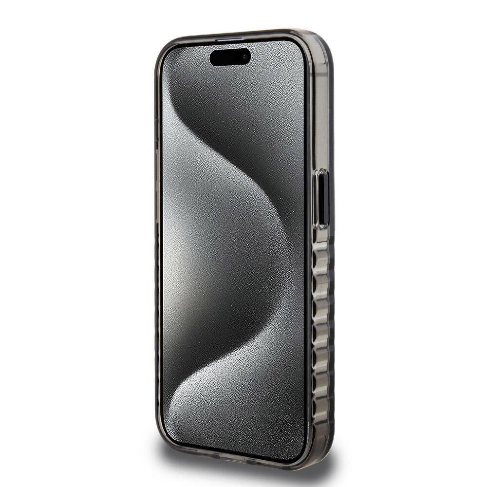Apple iPhone 15 Pro Max Kılıf Ferrari Orjinal Lisanslı M-safe Şarj Özellikli Tırtıklı Kenar Tasarımlı Ortalanmış Logo Kapak