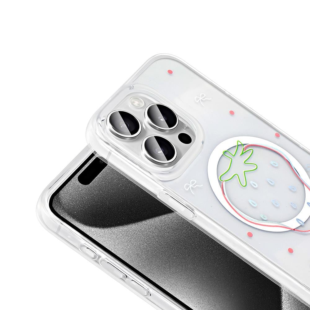 Apple iPhone 15 Pro Max Kılıf M-Safe Şarj Özellikli Şeffaf Zore Folk Sert Kapak