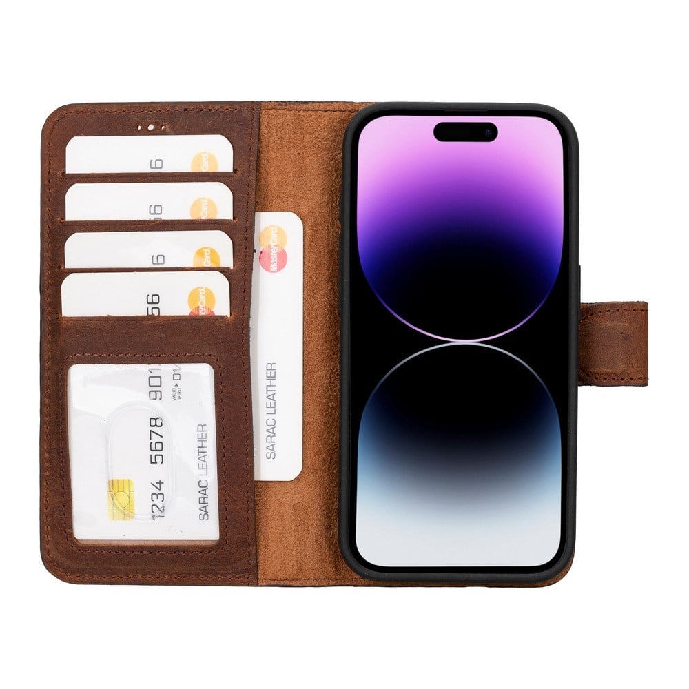 Apple iPhone 15 Pro Uyumlu Deri Cüzdanlı Kılıf Liluri G2
