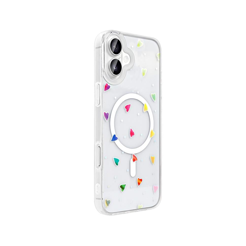 Apple iPhone 16 Kılıf M-Safe Şarj Özellikli Şeffaf Zore Folk Sert Kapak