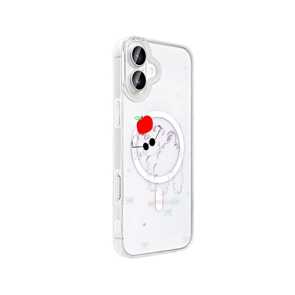 Apple iPhone 16 Kılıf M-Safe Şarj Özellikli Şeffaf Zore Folk Sert Kapak