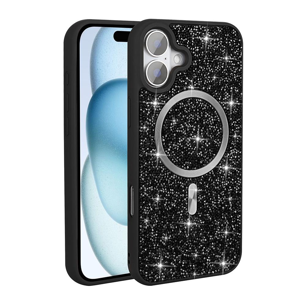 Apple iPhone 16 Kılıf Pırlanta Tasarımlı Magsafe Şarj Özellikli Zore Mozaik Silikon Kapak