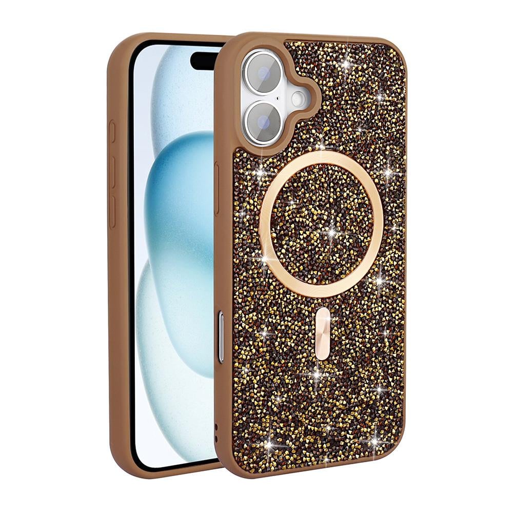 Apple iPhone 16 Kılıf Pırlanta Tasarımlı Magsafe Şarj Özellikli Zore Mozaik Silikon Kapak