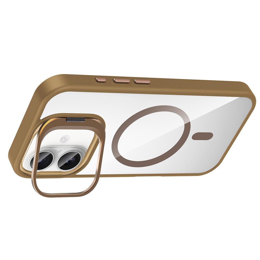 Apple iPhone 16 Kılıf Standlı ve Kamera Lens Hediyeli M-Safe Şarj Özellikli Zore Etro Kapak