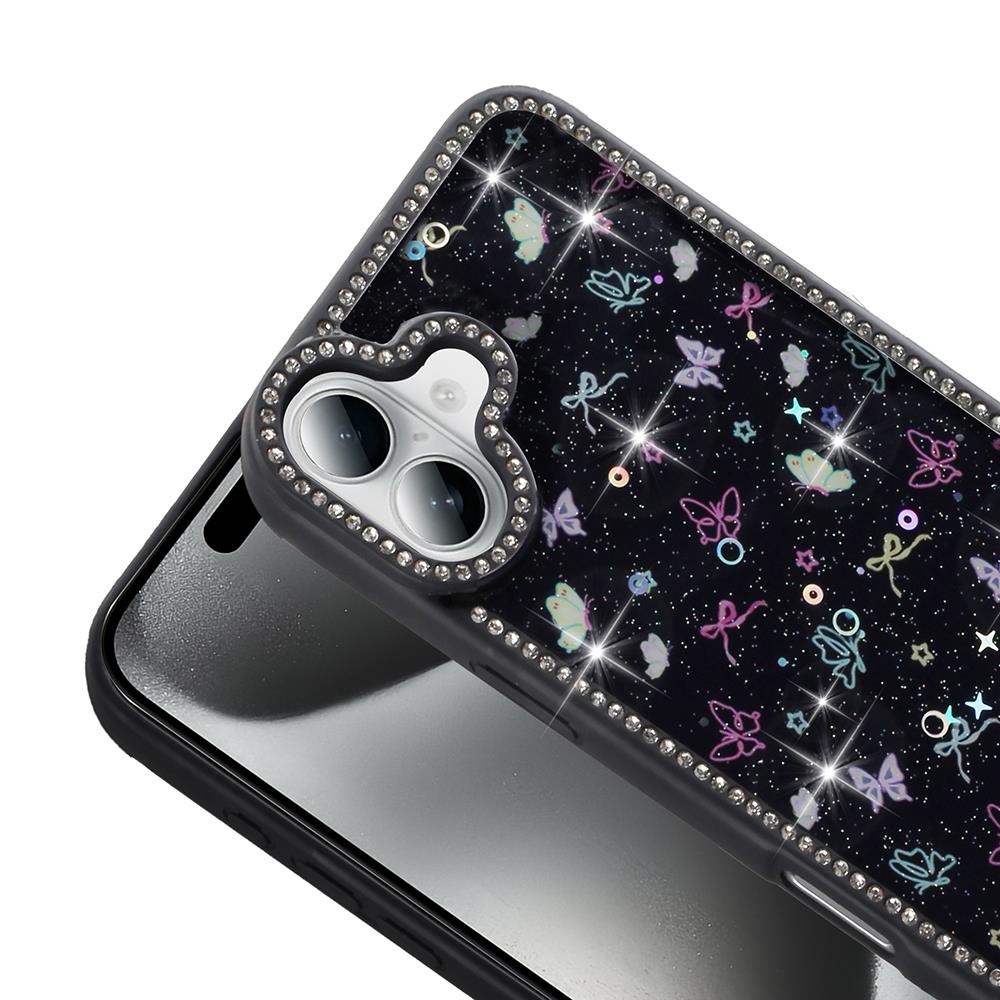 Apple iPhone 16 Kılıf Taşlı ve Simli Tasarım Zore Azra Kapak