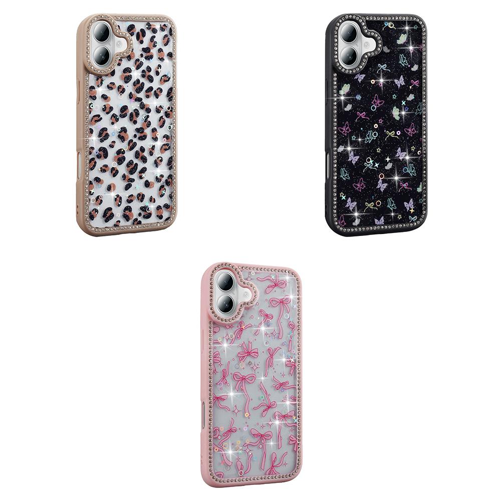 Apple iPhone 16 Kılıf Taşlı ve Simli Tasarım Zore Azra Kapak