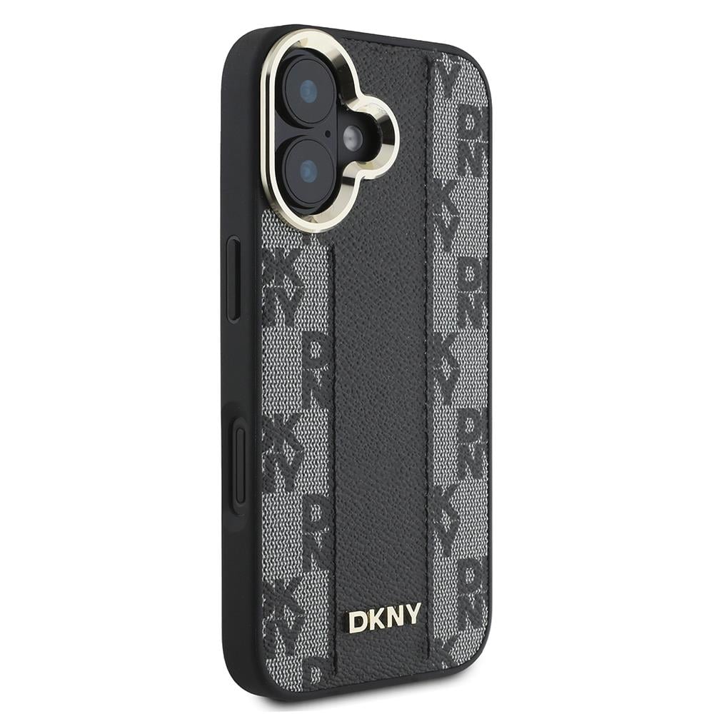 Apple iPhone 16 Plus Kılıf DKNY Orjinal Lisanslı M-safe Şarj Özellikli 3D Yazılı Checkered Pattern Kapak