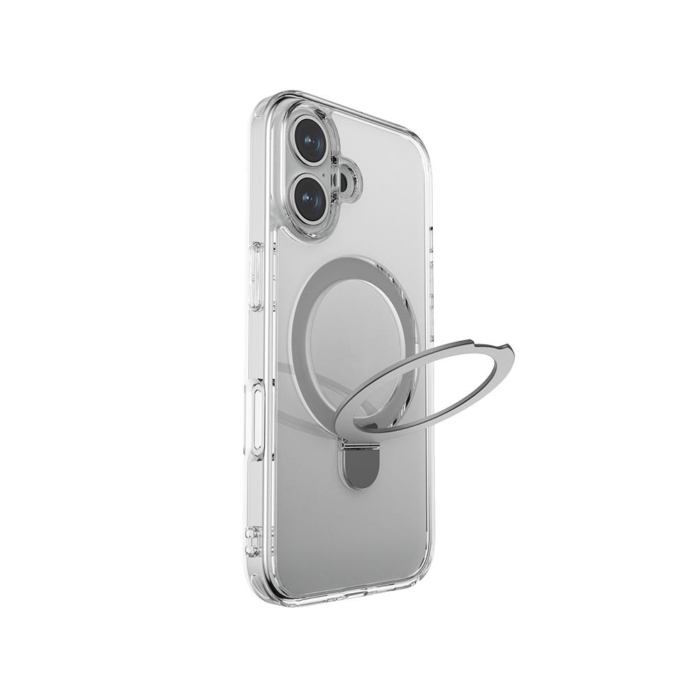 Apple iPhone 16 Plus Kılıf M-safe Şarj Özellikli Raptic Air Stand Serisi Buzlu Transparan Tasarımlı Standlı Kapak