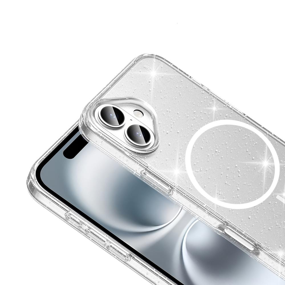 ​Apple iPhone 16 Plus Kılıf M-safe Şarj Özellikli Parlayan Simli Saydam Renkli Zore Maris Kapak