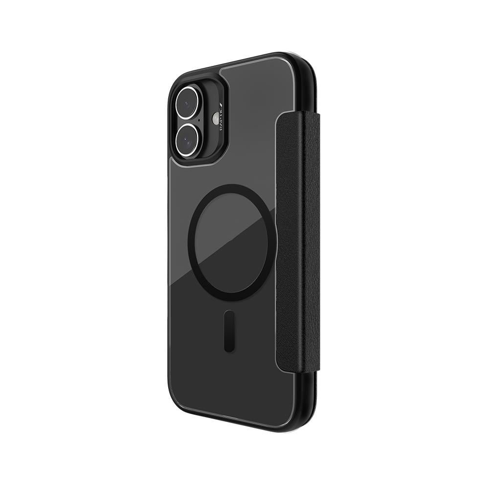 Apple iPhone 16 Plus Kılıf M-safe Şarj Özellikli Vegan Deri Tasarımlı Şeffaf Arka Yüzey Kartlıklı Raptic Urban Folio Serisi Kapak