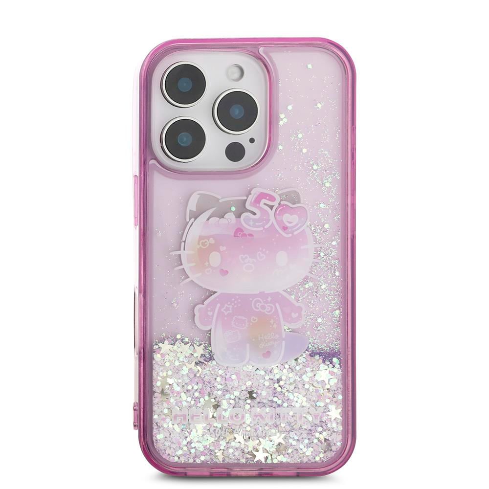 Apple iPhone 16 Pro Case Hello Kitty Original Licensed Liquid Silvery 50th Anniversary Party Cover