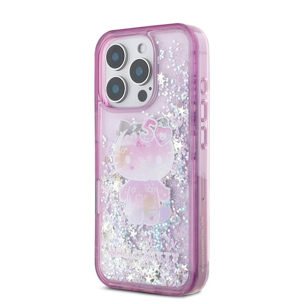 Apple iPhone 16 Pro Case Hello Kitty Original Licensed Liquid Silvery 50th Anniversary Party Cover
