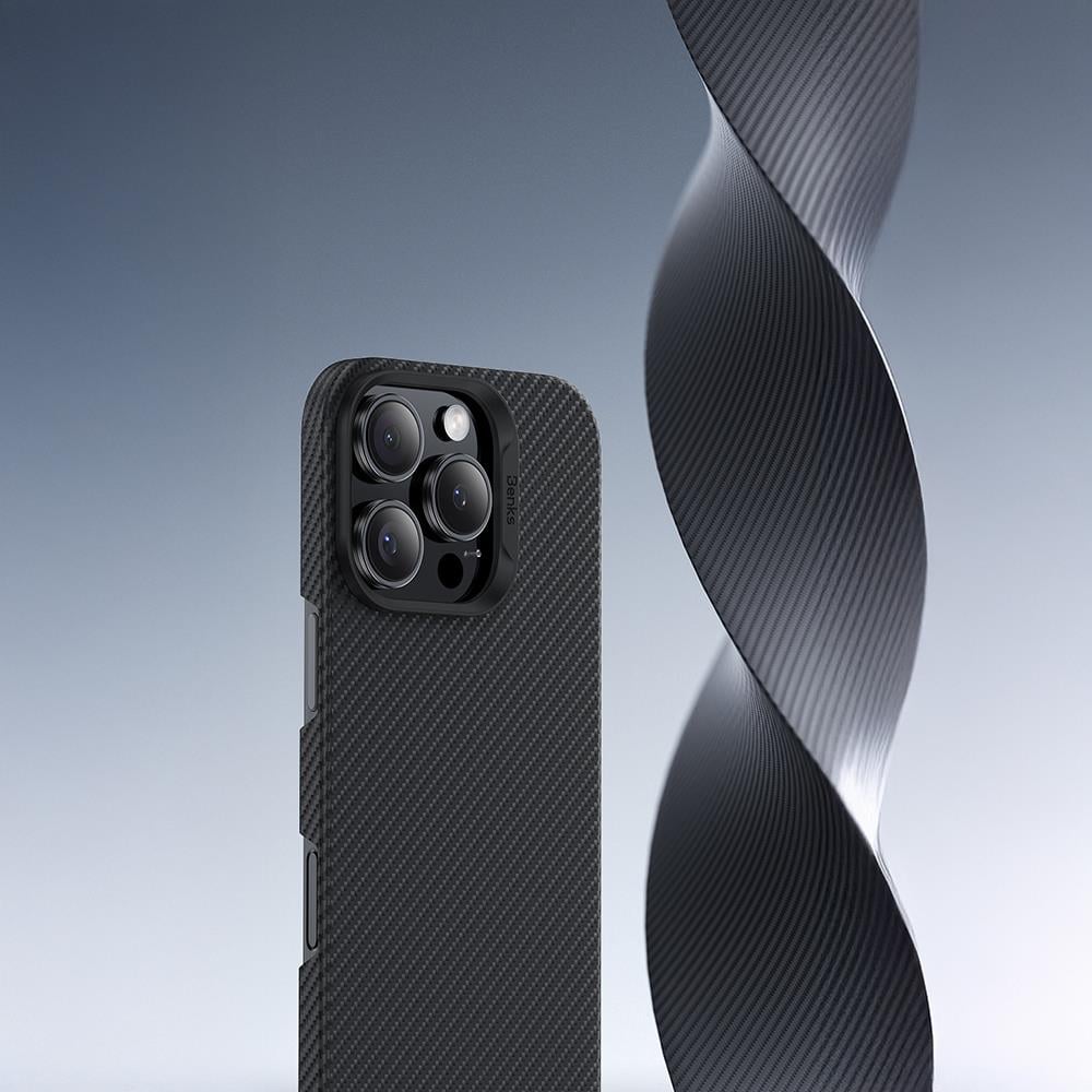 Apple iPhone 16 Pro Kılıf Benks M-safe Şarj Özellikli Metal Kamera Çerçeveli Magnetik ArmorAir 600D Kevlar Fiber Kapak