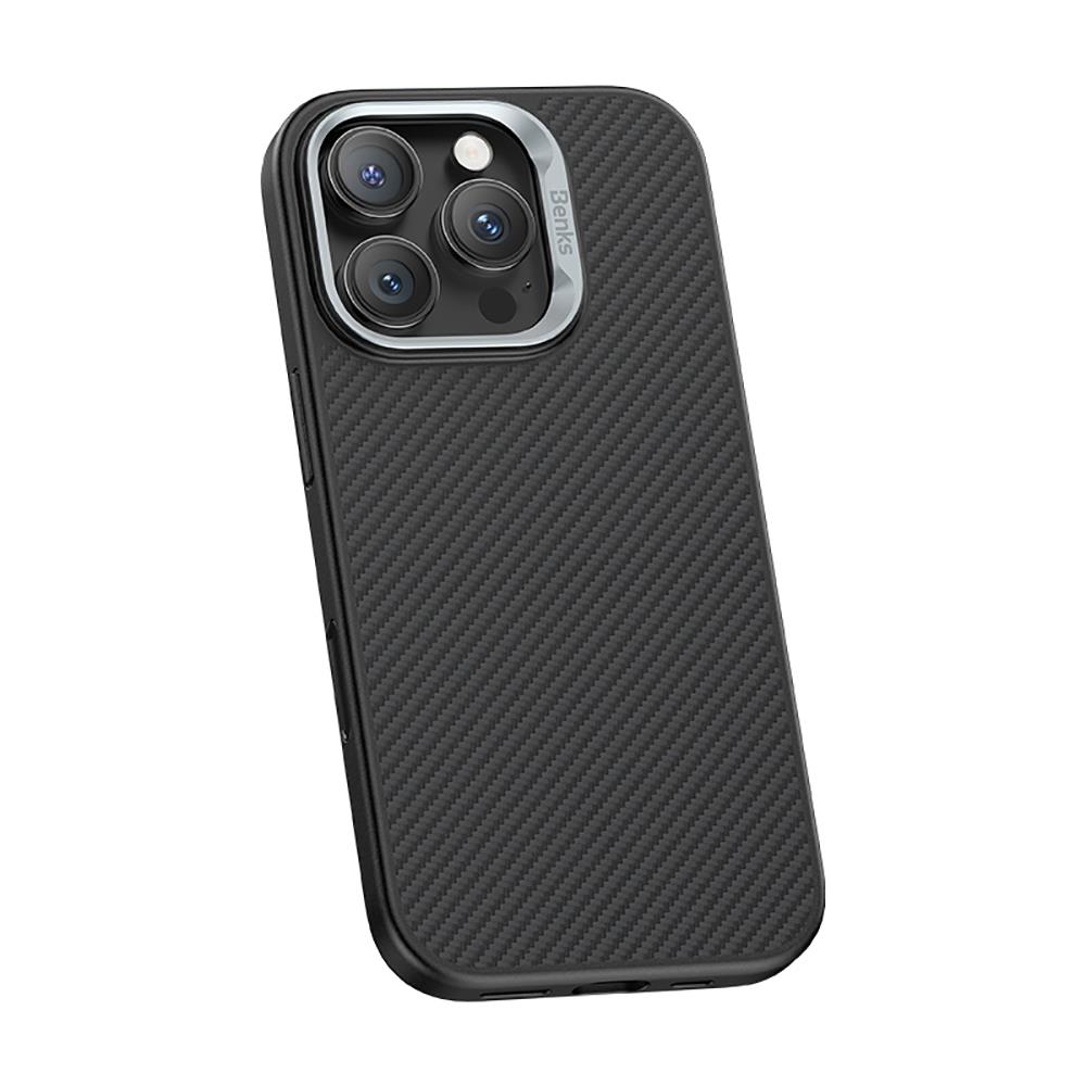 Apple iPhone 16 Pro Kılıf Karbon Fiber M-safe Şarj Özellikli Kamerra Kontrol Butonlu Benks Hybrid ArmorPro 600D Kevlar Kapak
