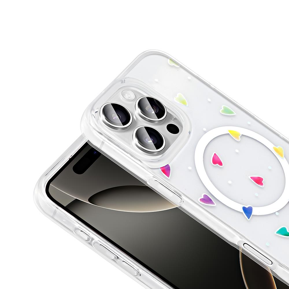 Apple iPhone 16 Pro Kılıf M-Safe Şarj Özellikli Şeffaf Zore Folk Sert Kapak