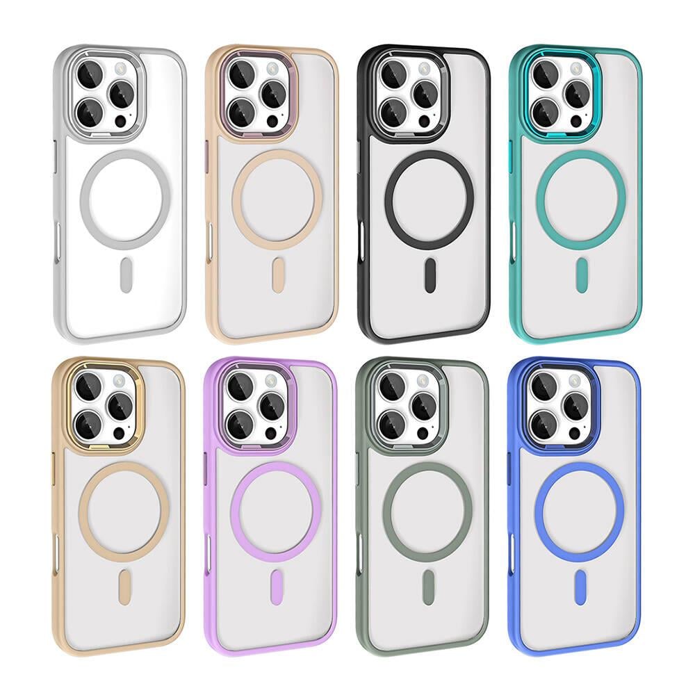 Apple iPhone 16 Pro Kılıf Wireless Şarj Özellikli Zore Krom Magsafe Silikon Kapak