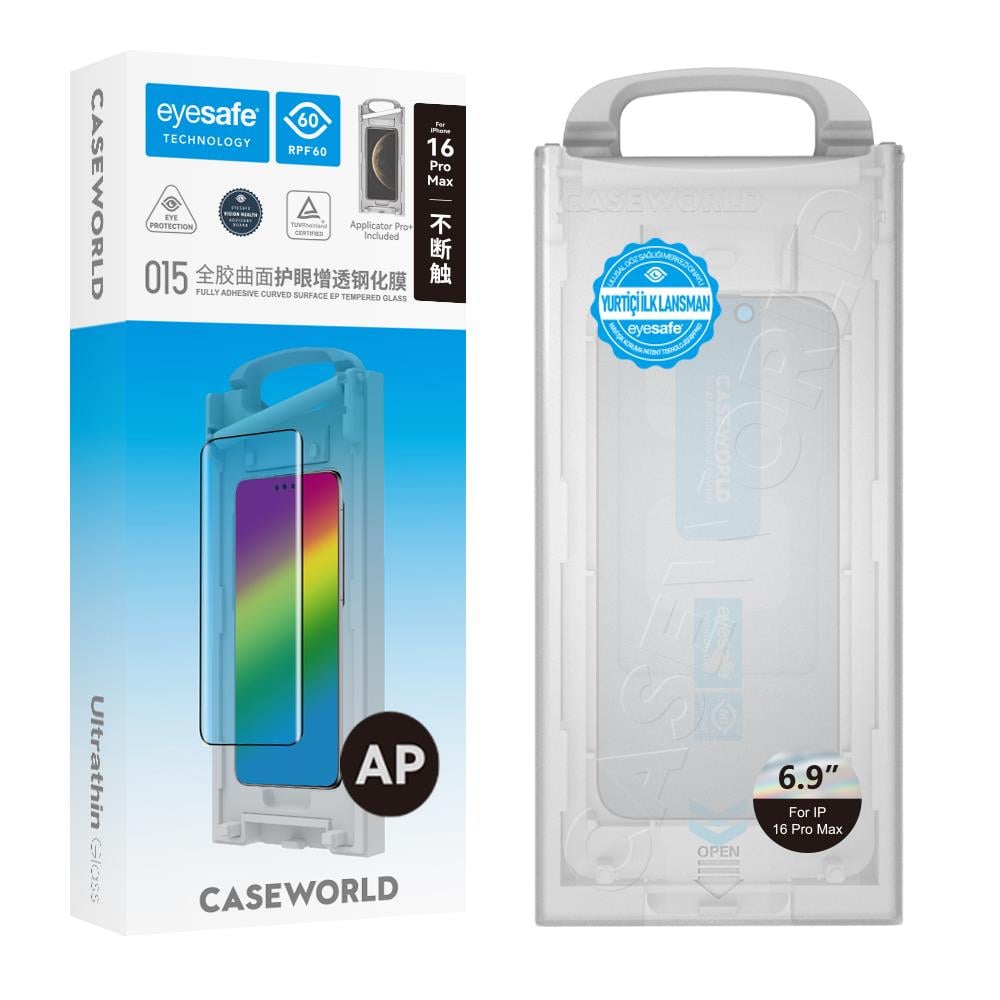 Apple iPhone 16 Pro Max CaseWorld Armor Serisi 0.15mm Eyesafe Teknolojili Cam Ekran Koruyucu