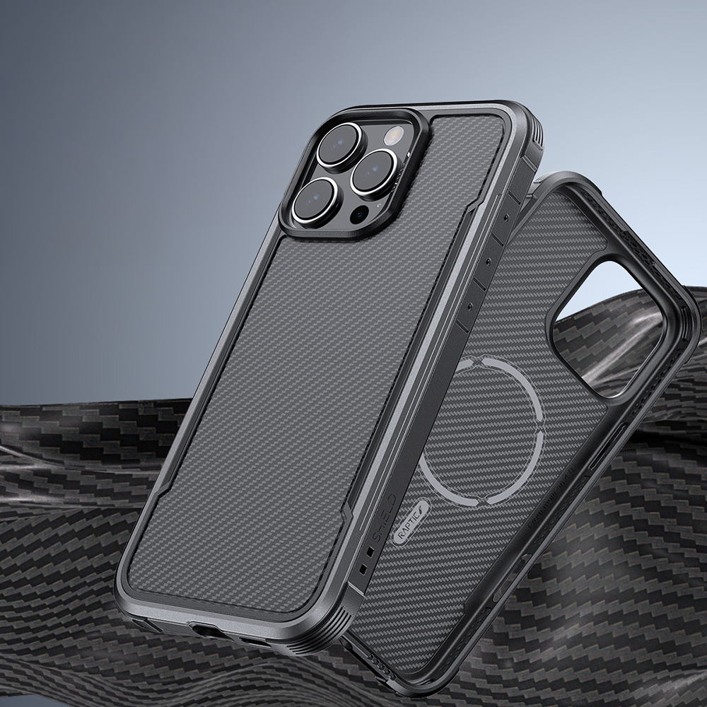 Apple iPhone 16 Pro Max Kılıf M-safe Şarj Özellikli Airbagli Raptic Apex Serisi Karbon Fiber Tasarımlı Kapak