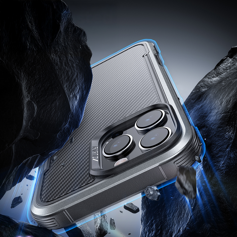 Apple iPhone 16 Pro Max Kılıf M-safe Şarj Özellikli Airbagli Raptic Apex Serisi Karbon Fiber Tasarımlı Kapak