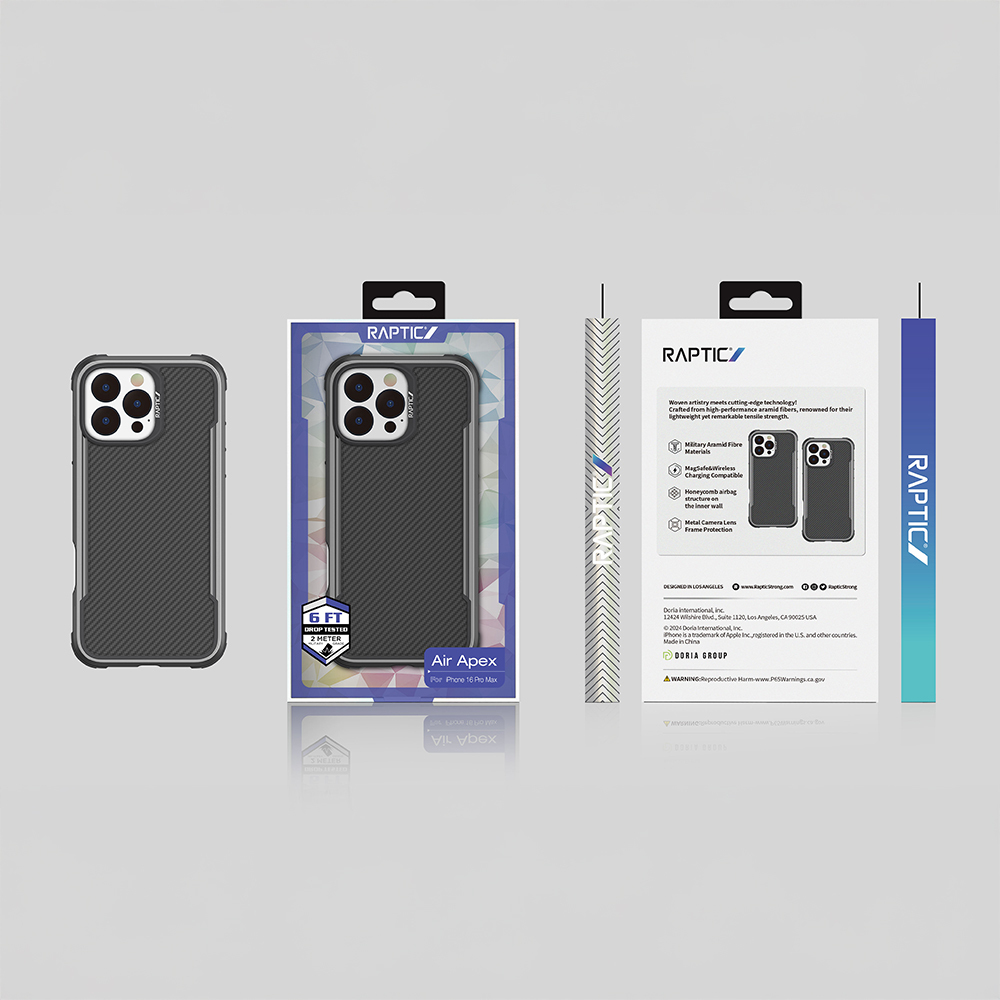 Apple iPhone 16 Pro Max Kılıf M-safe Şarj Özellikli Airbagli Raptic Apex Serisi Karbon Fiber Tasarımlı Kapak