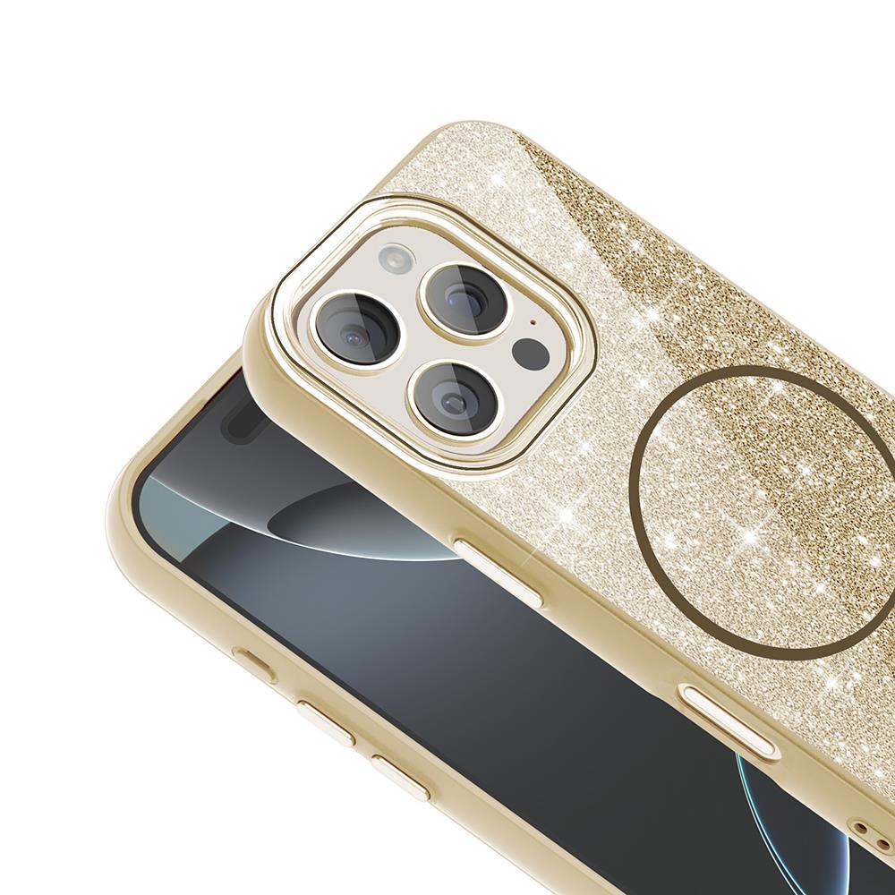 Apple iPhone 16 Pro Max Kılıf Magsafe Şarj Özellikli Parlayan Simli Zore Okso Kapak