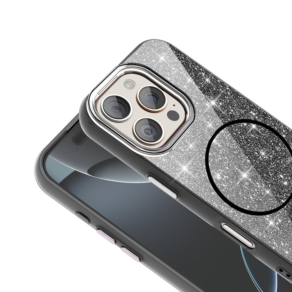 Apple iPhone 16 Pro Max Kılıf Magsafe Şarj Özellikli Parlayan Simli Zore Okso Kapak