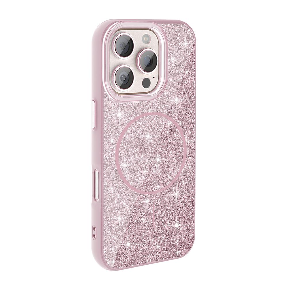 Apple iPhone 16 Pro Max Kılıf Magsafe Şarj Özellikli Parlayan Simli Zore Okso Kapak