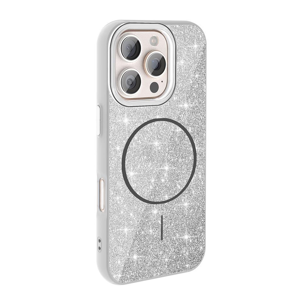 Apple iPhone 16 Pro Max Kılıf Magsafe Şarj Özellikli Parlayan Simli Zore Okso Kapak