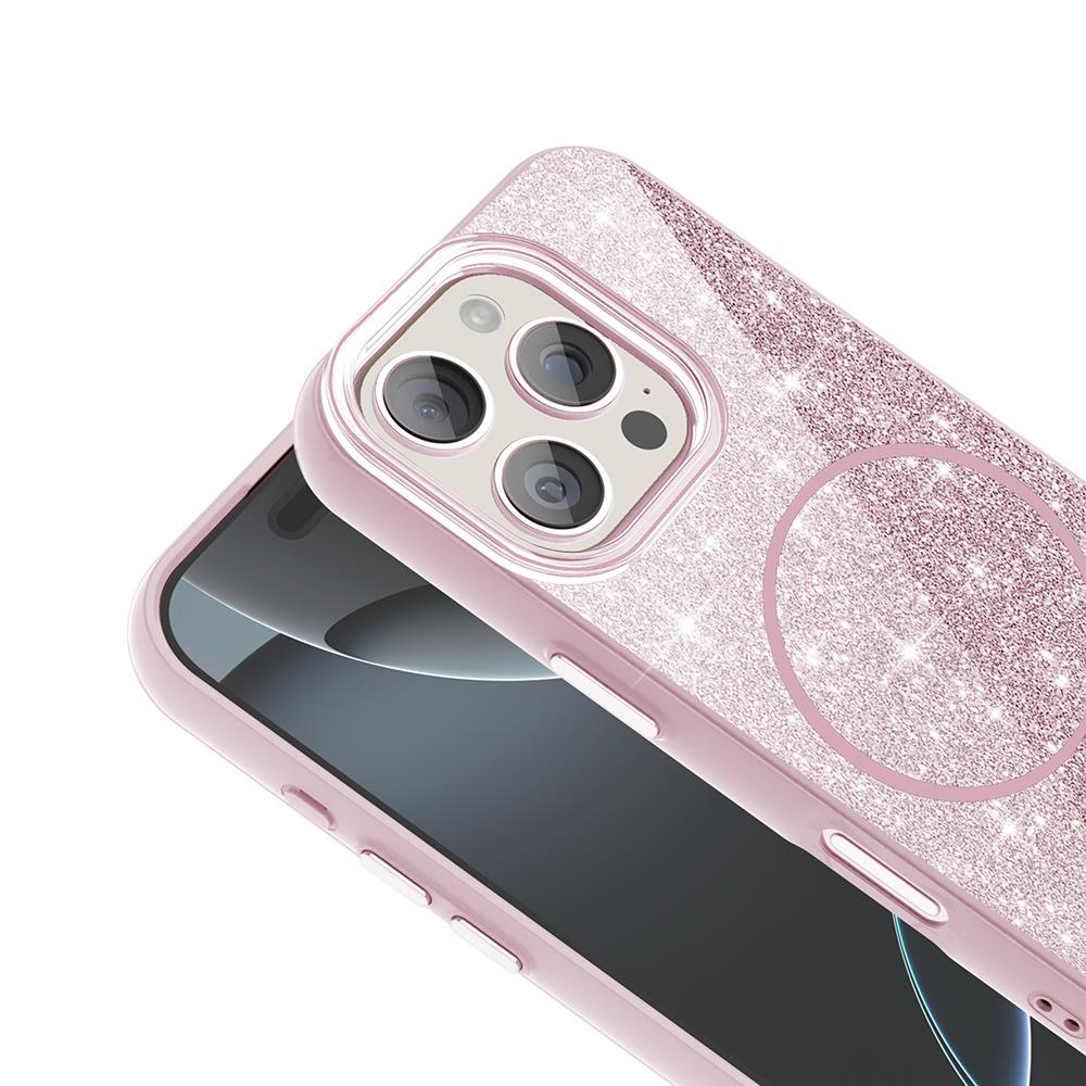 Apple iPhone 16 Pro Max Kılıf Magsafe Şarj Özellikli Parlayan Simli Zore Okso Kapak