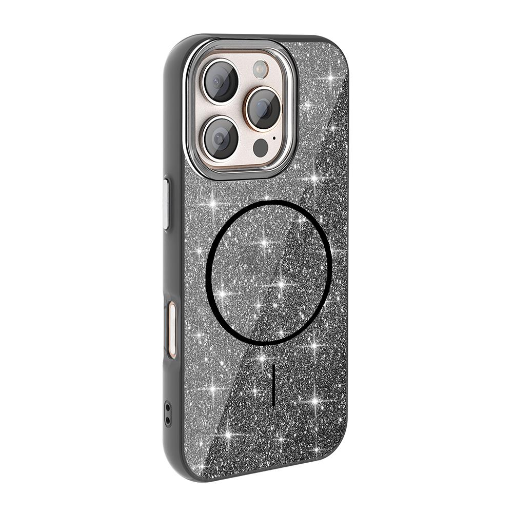 Apple iPhone 16 Pro Max Kılıf Magsafe Şarj Özellikli Parlayan Simli Zore Okso Kapak