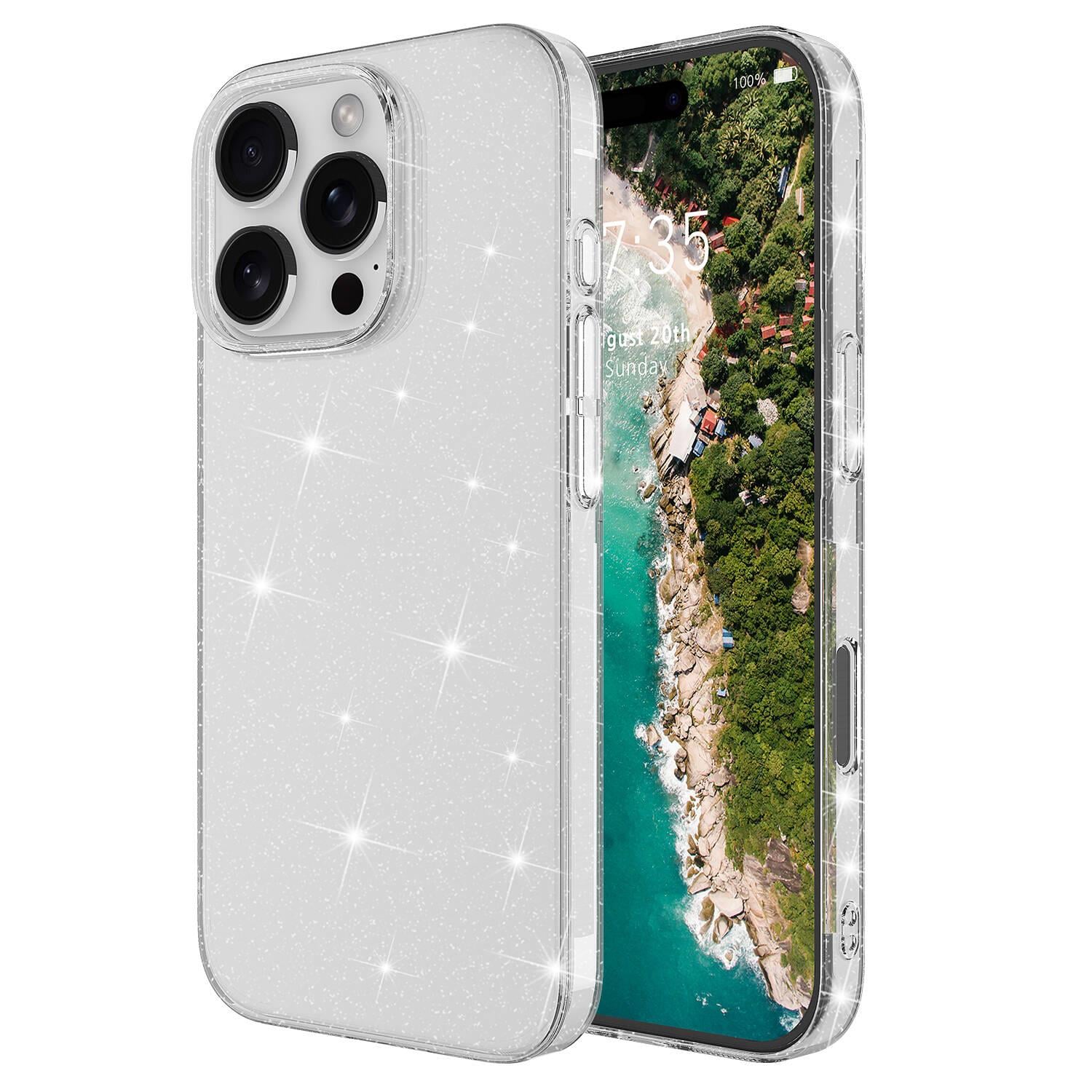 Apple iPhone 16 Pro Max Kılıf Magsafe Şarj Özellikli Parlayan Simli Şeffaf Zore Redos Kapak