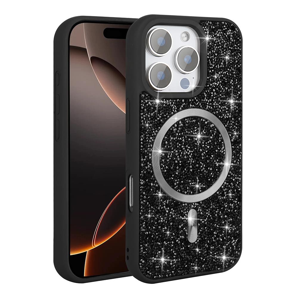 Apple iPhone 16 Pro Max Kılıf Pırlanta Tasarımlı Magsafe Şarj Özellikli Zore Mozaik Silikon Kapak