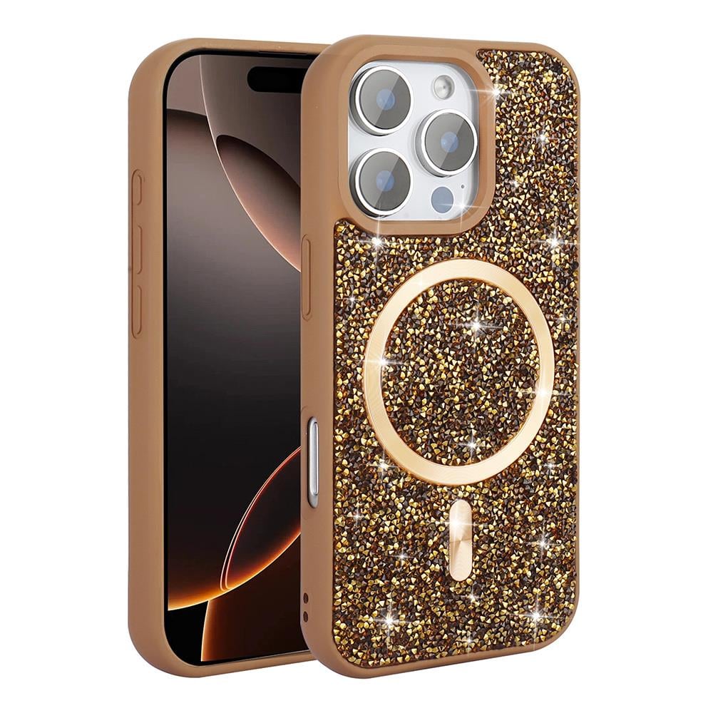 Apple iPhone 16 Pro Max Kılıf Pırlanta Tasarımlı Magsafe Şarj Özellikli Zore Mozaik Silikon Kapak