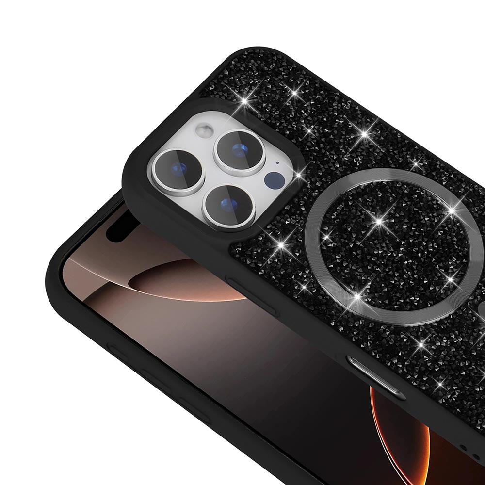 Apple iPhone 16 Pro Max Kılıf Pırlanta Tasarımlı Magsafe Şarj Özellikli Zore Mozaik Silikon Kapak