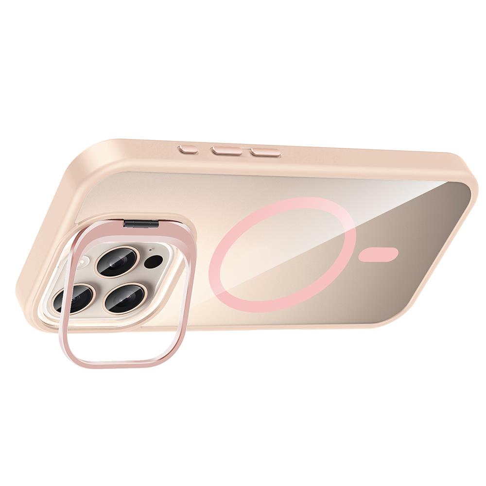 Apple iPhone 16 Pro Max Kılıf Standlı ve Kamera Lens Hediyeli M-Safe Şarj Özellikli Zore Etro Kapak