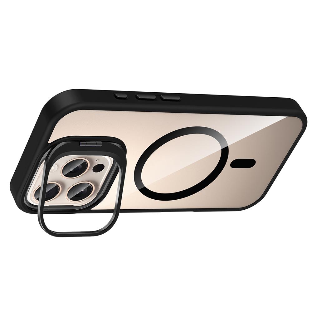 Apple iPhone 16 Pro Max Kılıf Standlı ve Kamera Lens Hediyeli M-Safe Şarj Özellikli Zore Etro Kapak