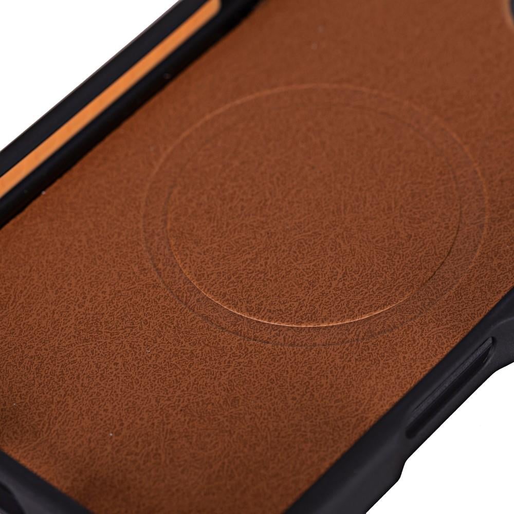 Apple iPhone 16 Pro Max uyumlu, Hakiki Deri, El Yapımı, Cüzdanlı Kılıf, Antik Kahve