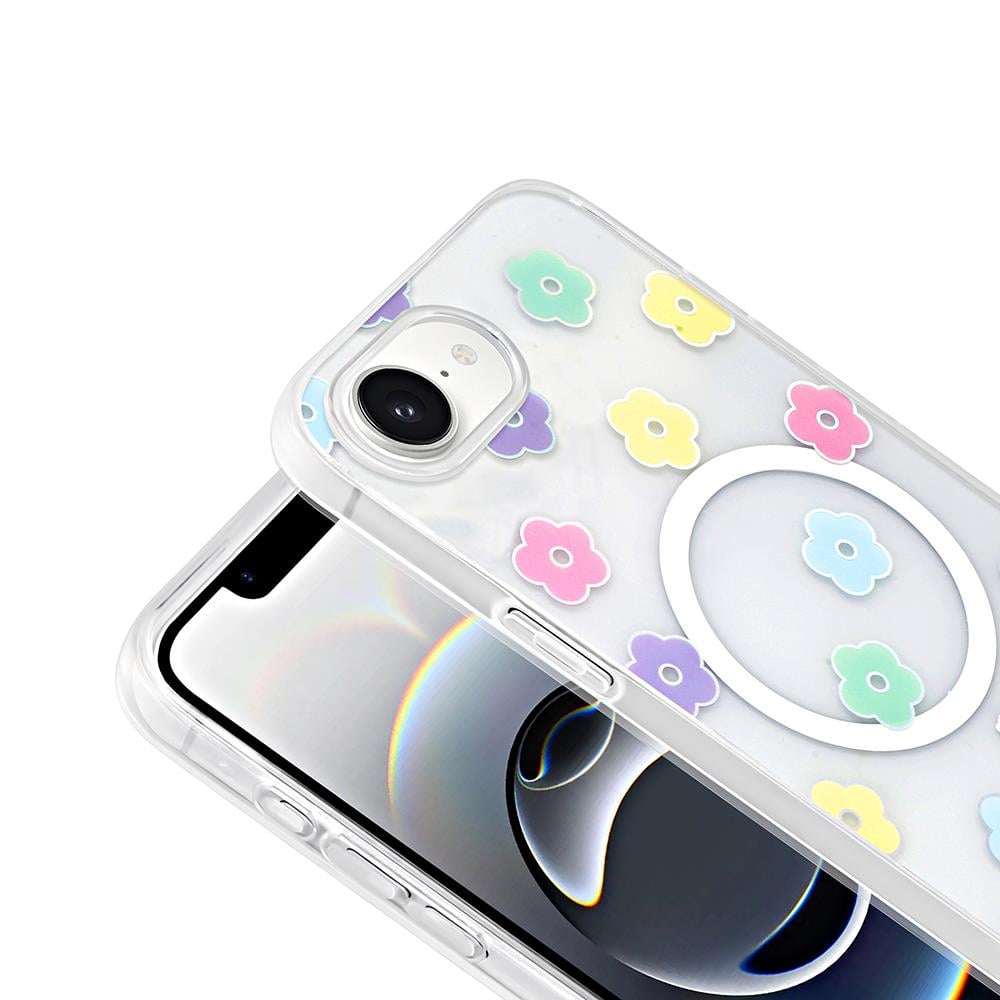 Apple iPhone 16E Kılıf M-Safe Şarj Özellikli Şeffaf Zore Folk Sert Kapak
