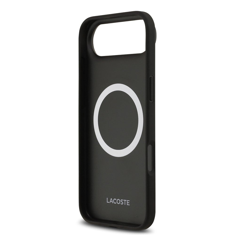 Apple iPhone 17 Air Kılıf Lacoste Orjinal Lisanslı M-safe Şarj Özellikli PU Deri Tasarımlı Karışık Monogram Desenli Kapak