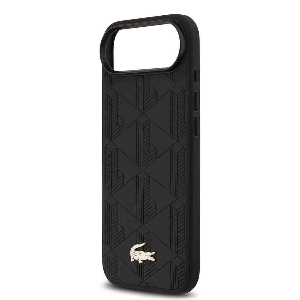 Apple iPhone 17 Air Kılıf Lacoste Orjinal Lisanslı M-safe Şarj Özellikli PU Deri Tasarımlı Karışık Monogram Desenli Kapak