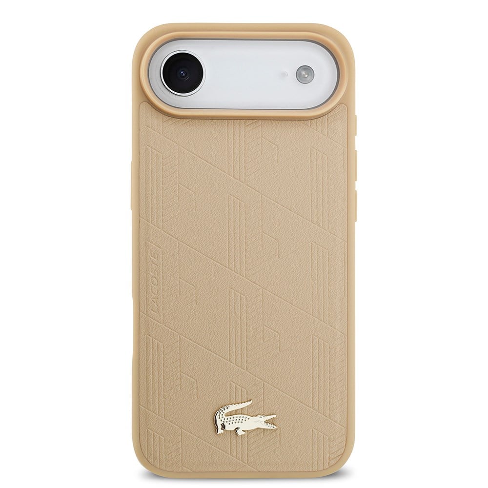 Apple iPhone 17 Air Kılıf Lacoste Orjinal Lisanslı M-safe Şarj Özellikli PU Deri Tasarımlı Karışık Monogram Desenli Kapak