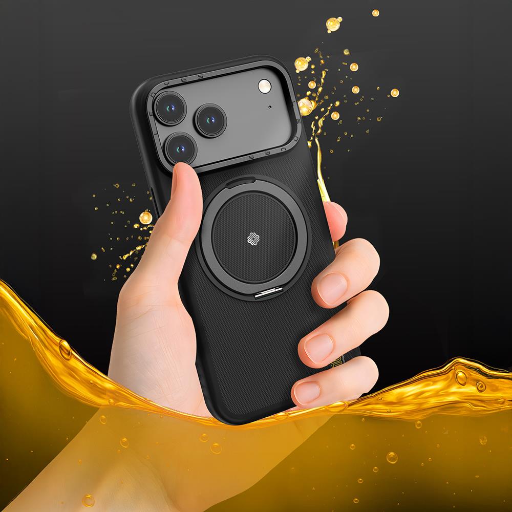 Apple iPhone 17 Air Kılıf M-safe Şarj Özellikli Metal Standlı Lenyes CK225 Kevlar Kapak